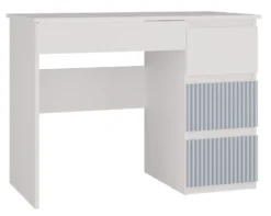 Scrivania moderna con 4 cassetti 98x76x51 cm bianca e azzurra SCT4