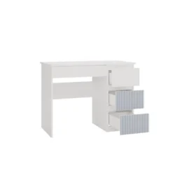 Scrivania moderna con 4 cassetti 98x76x51 cm bianca e azzurra SCT4