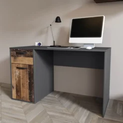 Scrivania moderna effetto legno e antracite 130x75 SCI22