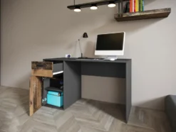Scrivania moderna effetto legno e antracite 130x75 SCI22