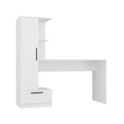 Scrivania moderna 143x140 cm con armadio in bianco opaco SCT18