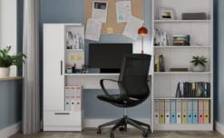 Scrivania moderna 143x140 cm con armadio in bianco opaco SCT18