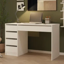 Scrivania moderna 120x76.5 cm con cassetti bianco opaco SCT19