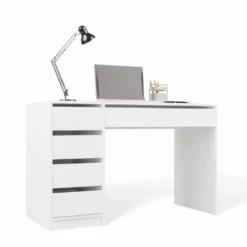 Scrivania moderna 120x76.5 cm con cassetti bianco opaco SCT19
