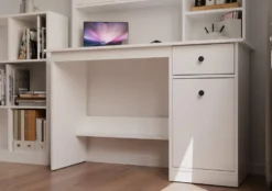Scrivania moderna 120x75x45 cm con anta bianco opaco SCT21