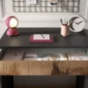Scrivania piccola da ufficio con cassetto 78x76 cm nero opaco e pero SCL2