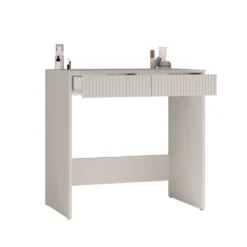Scrivania piccola salvaspazio 80x81 cm con cassetti decorati beige cashmere SCT14