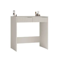 Scrivania piccola salvaspazio 80x81 cm con cassetti decorati beige cashmere SCT14