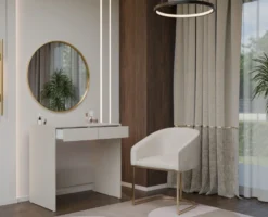 Scrivania piccola salvaspazio 81x80 cm con 2 cassetti beige cashmere SCT13