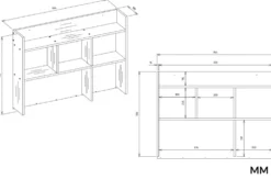 Scrivania salvaspazio moderna 98 cm con libreria bianco opaco SCT15
