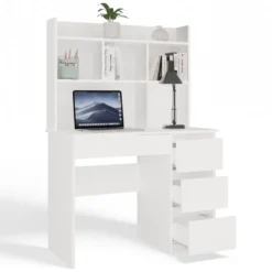 Scrivania salvaspazio moderna 98 cm con libreria bianco opaco SCT15