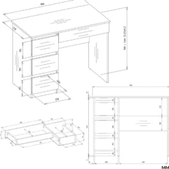 Scrivania salvaspazio moderna 98 cm con libreria bianco opaco SCT15