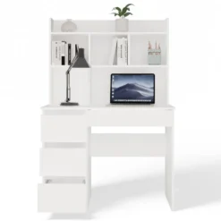 Scrivania salvaspazio moderna 98 cm con libreria bianco opaco SCT15
