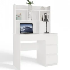 Scrivania salvaspazio moderna 98 cm con libreria bianco opaco SCT15