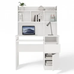 Scrivania salvaspazio 98X145 cm con libreria bianco opaco SCT16