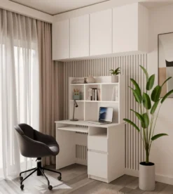 Scrivania salvaspazio 98X145 cm con libreria bianco opaco SCT16