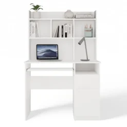 Scrivania salvaspazio 98X145 cm con libreria bianco opaco SCT16