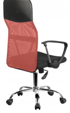 Sedia da ufficio comoda con schienale alto rossa e nera ST4