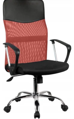 Sedia da ufficio comoda con schienale alto rossa e nera ST4