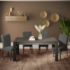 Sedia in ecopelle 46x99 cm grigia SDL4