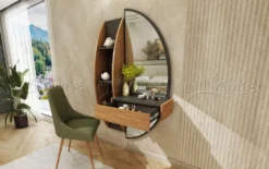 Set di mobili per camera matrimoniale con letto contenitore 160x200, LED, Grafite e Rovere CDLU41