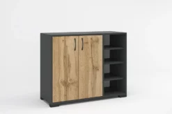 Set di mobili per ingresso con specchio in rovere e grigio IG23