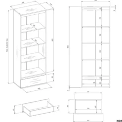 Set 3 Librerie Moderne 65x183x37 cm con cassetti bianco opaco LBT26
