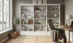Set 3 Librerie Moderne 65x183x37 cm con cassetti bianco opaco LBT26