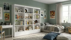Set 3 Librerie Moderne 65x183x37 cm con cassetti bianco opaco LBT26