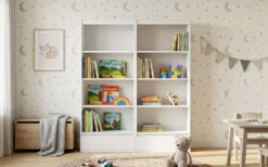 Set 2 Librerie Moderne 65x183x37 cm con cassetti bianco opaco LBT25
