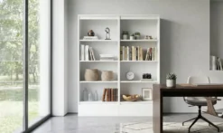 Set 2 Librerie Moderne 65x183x37 cm con cassetti bianco opaco LBT25