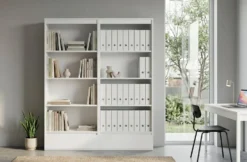 Set 2 Librerie Moderne 65x183x37 cm con cassetti bianco opaco LBT25