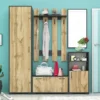 Set mobile ingresso con appendiabiti e specchio in rovere e grigio IG21