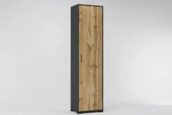 Set mobile ingresso con appendiabiti e specchio in rovere e grigio IG21