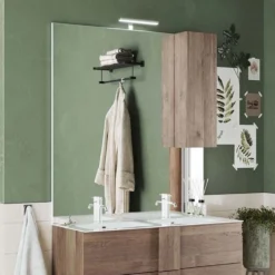 Specchiera bagno 120x110 cm con colonna e luce led SPL7