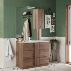 Specchiera bagno 80x110 cm con colonna e luce led SPL6
