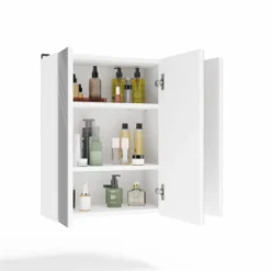 Specchio contenitore da bagno 60x60 cm con 3 ante con 6 ripiani bianco SPT2
