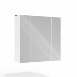 Specchio contenitore da bagno 60x60 cm con 3 ante con 6 ripiani bianco SPT2