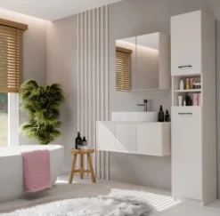 Specchio contenitore da bagno 60x60 cm con 2 ante beige cashmere SPT4