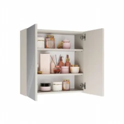 Specchio contenitore da bagno 60x60 cm con 2 ante beige cashmere SPT4