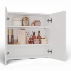 Specchio contenitore da bagno 60x60 cm con 2 ante bianco SPT4