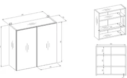 Specchio contenitore da bagno 60x60 cm con 2 ante rovere SPT4