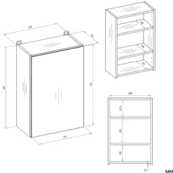 Specchio contenitore da bagno 40x60 cm con 3 ripiani interni bianco SPT3