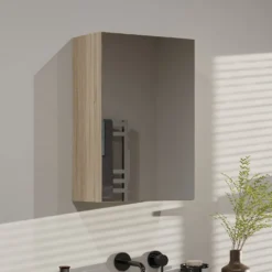 Specchio contenitore da bagno 40x60 cm con 3 ripiani interni rovere chiaro SPT3
