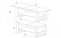 Tavolino da salotto allungabile bianco e rovere chiaro 110x60 cm TU6