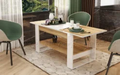 Tavolino da salotto allungabile bianco e rovere chiaro 110x60 cm TU6