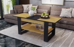 Tavolino da salotto allungabile quercia e nero 110x60 cm TU6