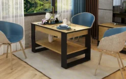 Tavolino da salotto allungabile quercia e nero 110x60 cm TU6