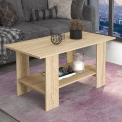 Tavolino da salotto con ripiano inferiore 100x55 cm rovere chiaro TG10