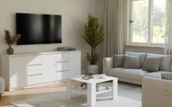 Tavolino da salotto moderno basso 68x68x40 bianco TST17